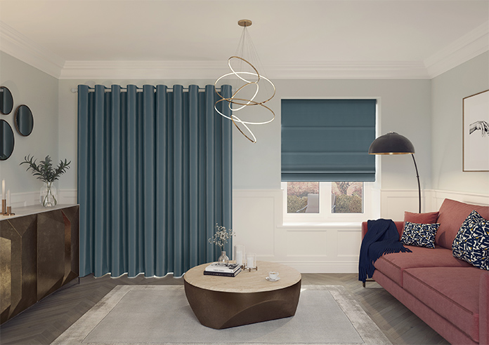 Akoya Faux Silk, Lustre Ink Blue - Made to Measure Curtain - Image 16